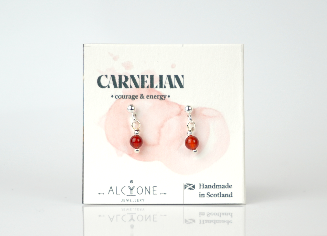 Tiny Carnelian Earrings | Dainty Crystal for Energy and Creativity