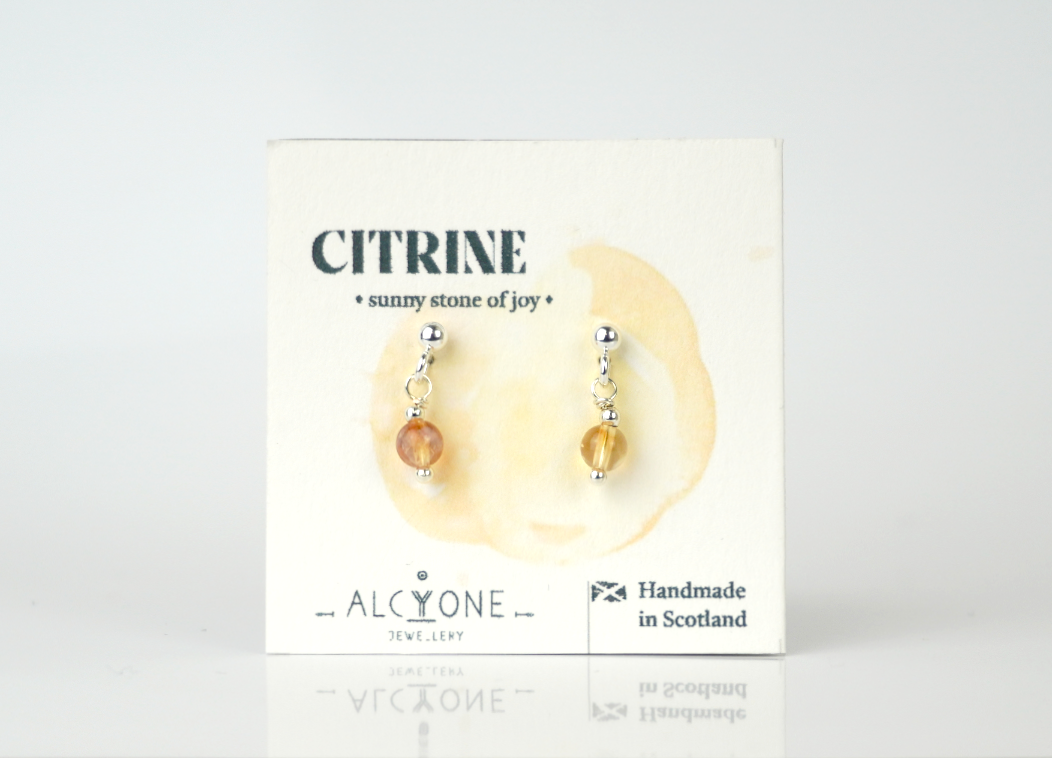 Tiny Citrine Earrings | Dainty Crystal for Joy & Abundance