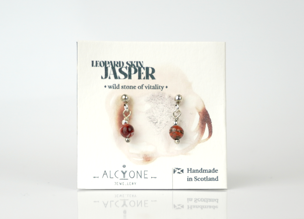 Tiny Leopard Skin Jasper Earrings | Crystal of Vitality & Confidence