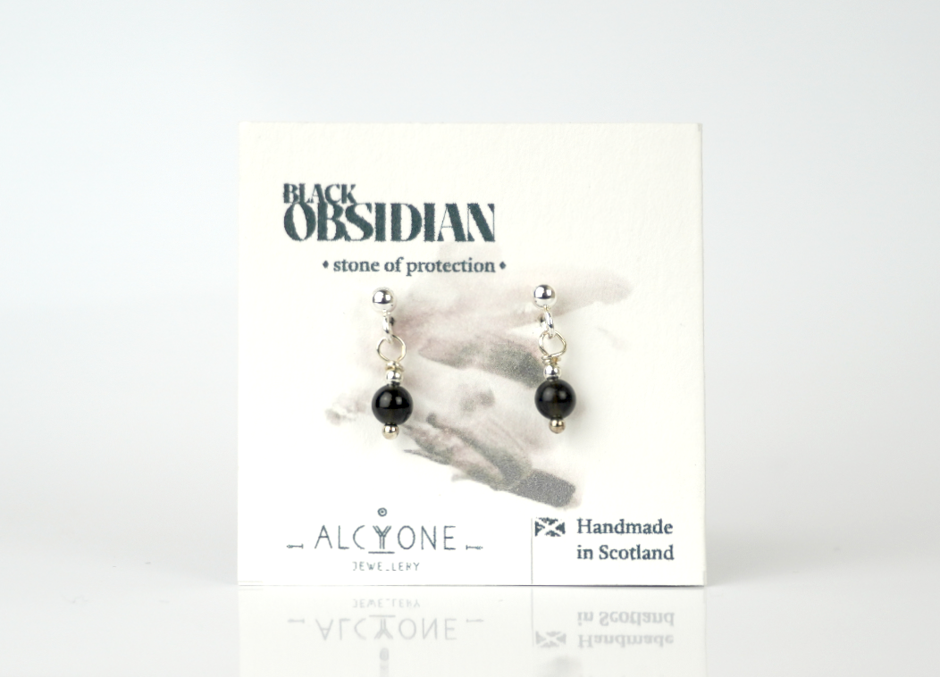 Tiny Black Obsidian Earrings | Dainty Crystal for Protection & Truth