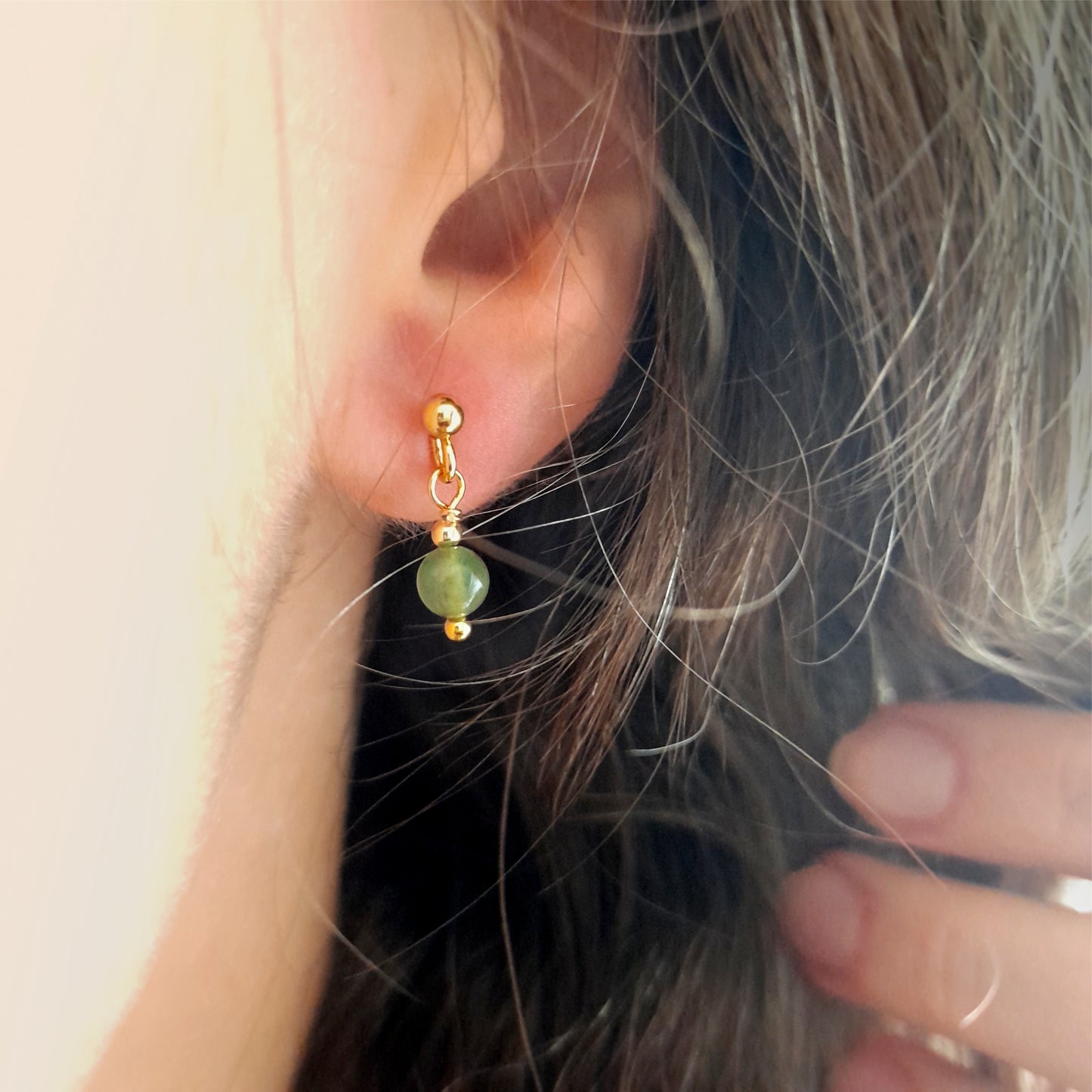 Earrings VIRGO Moss Agate