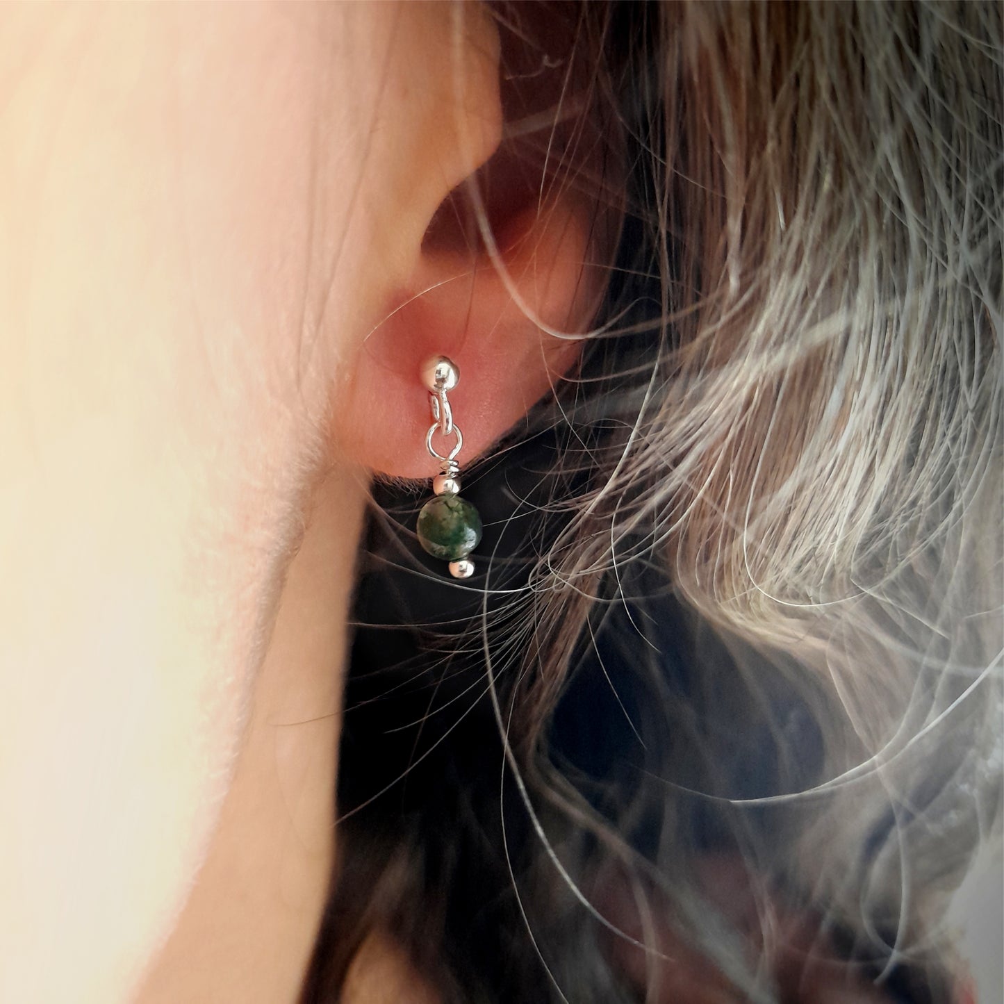 Earrings VIRGO Moss Agate