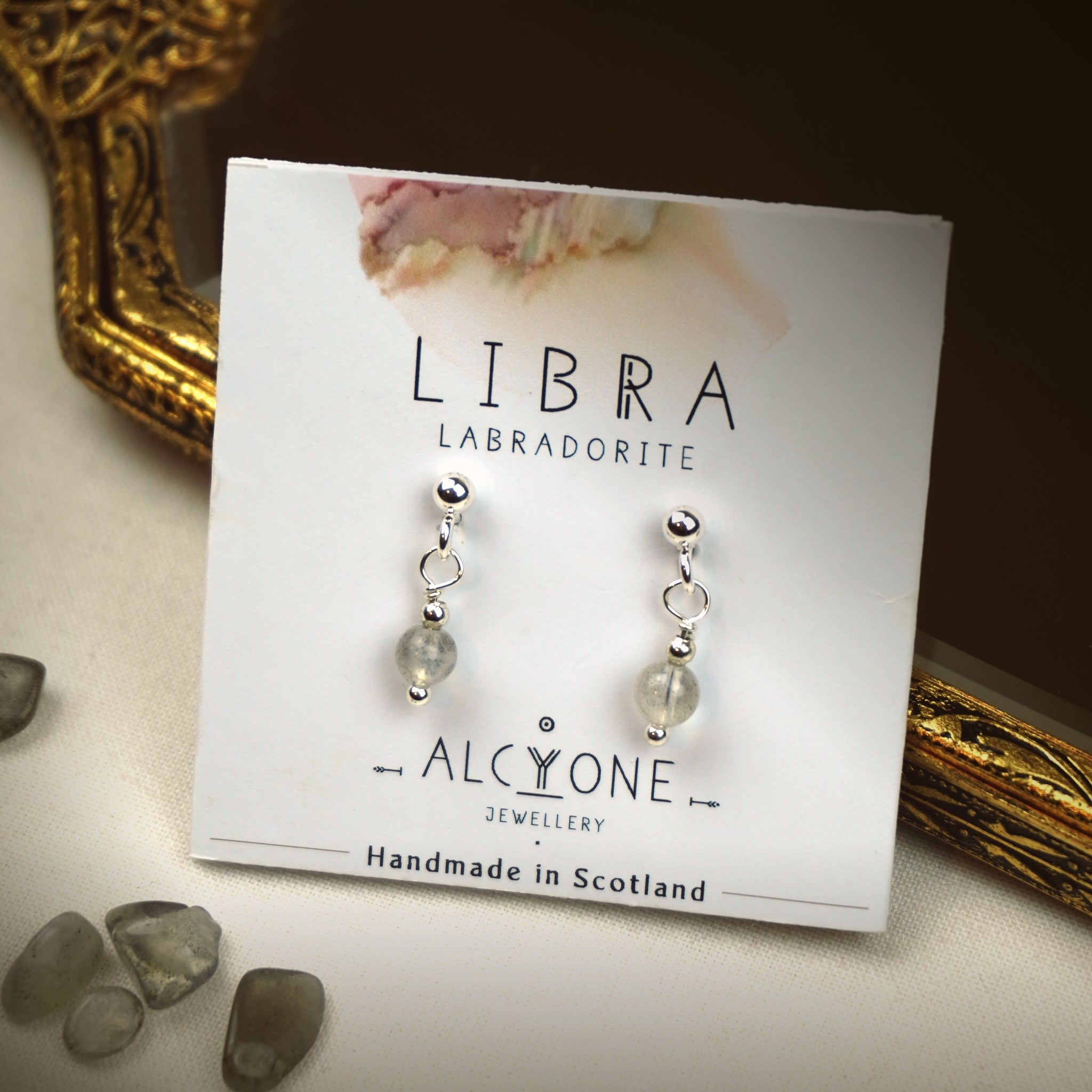 Tiny Labradorite Earrings Dainty Crystal for Magic and Intuition