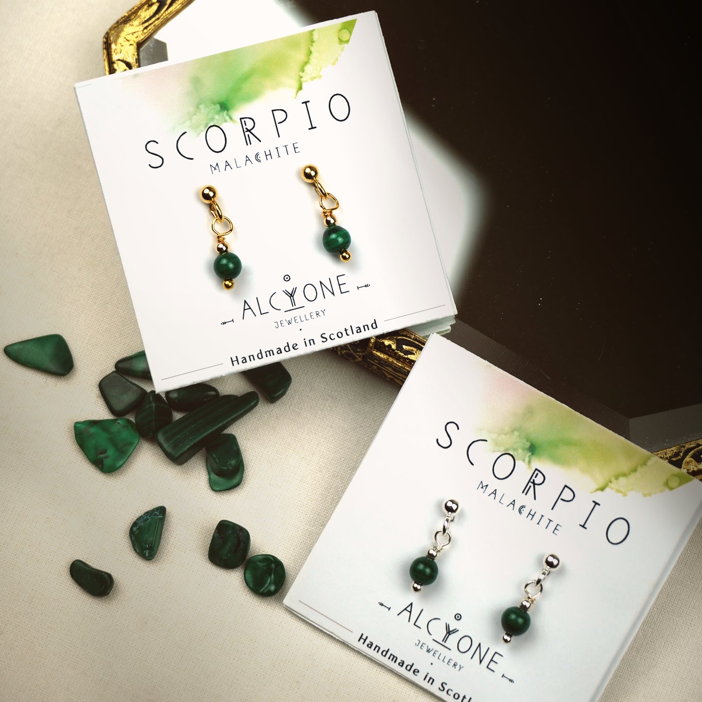 Earrings SCORPIO Malachite