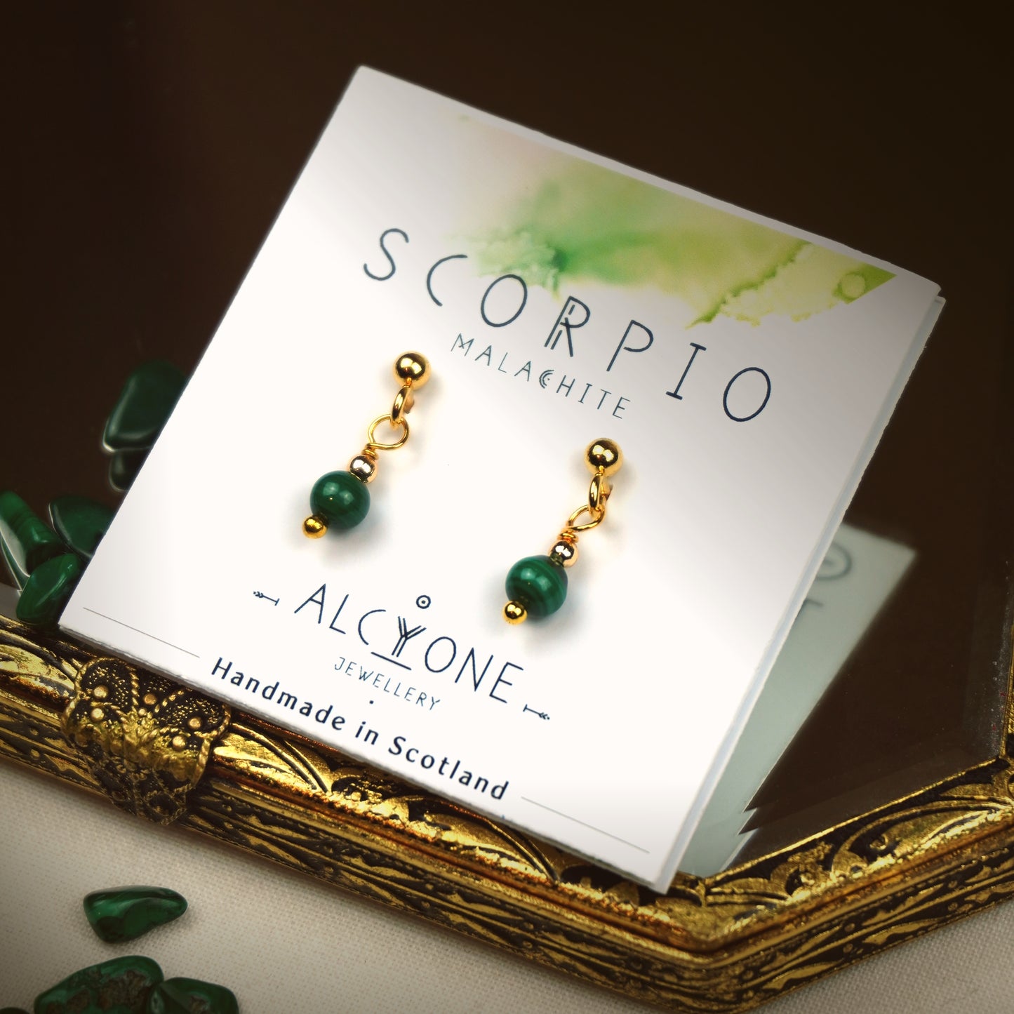 Earrings SCORPIO Malachite