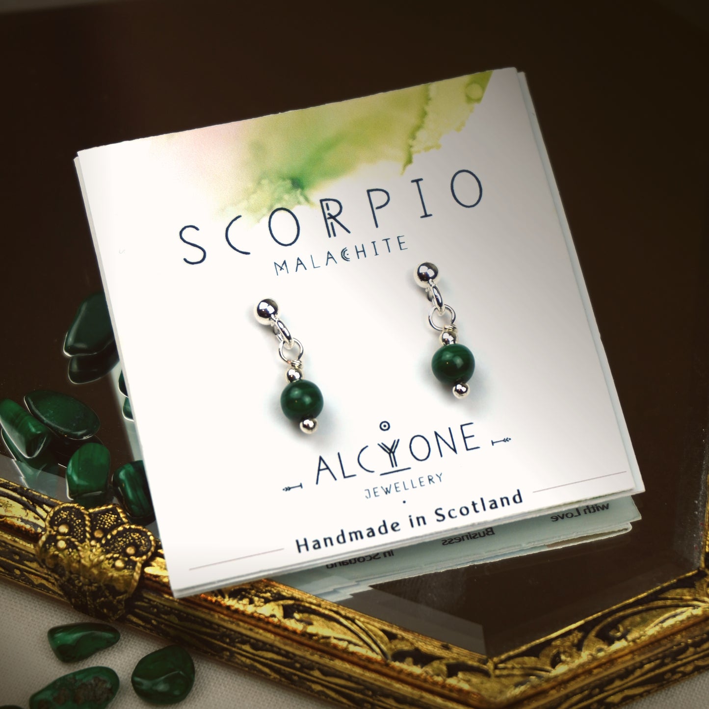 Earrings SCORPIO Malachite