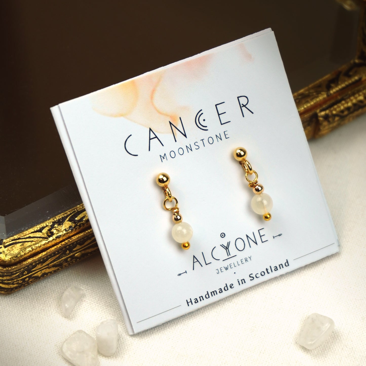 Earrings CANCER Moonstone