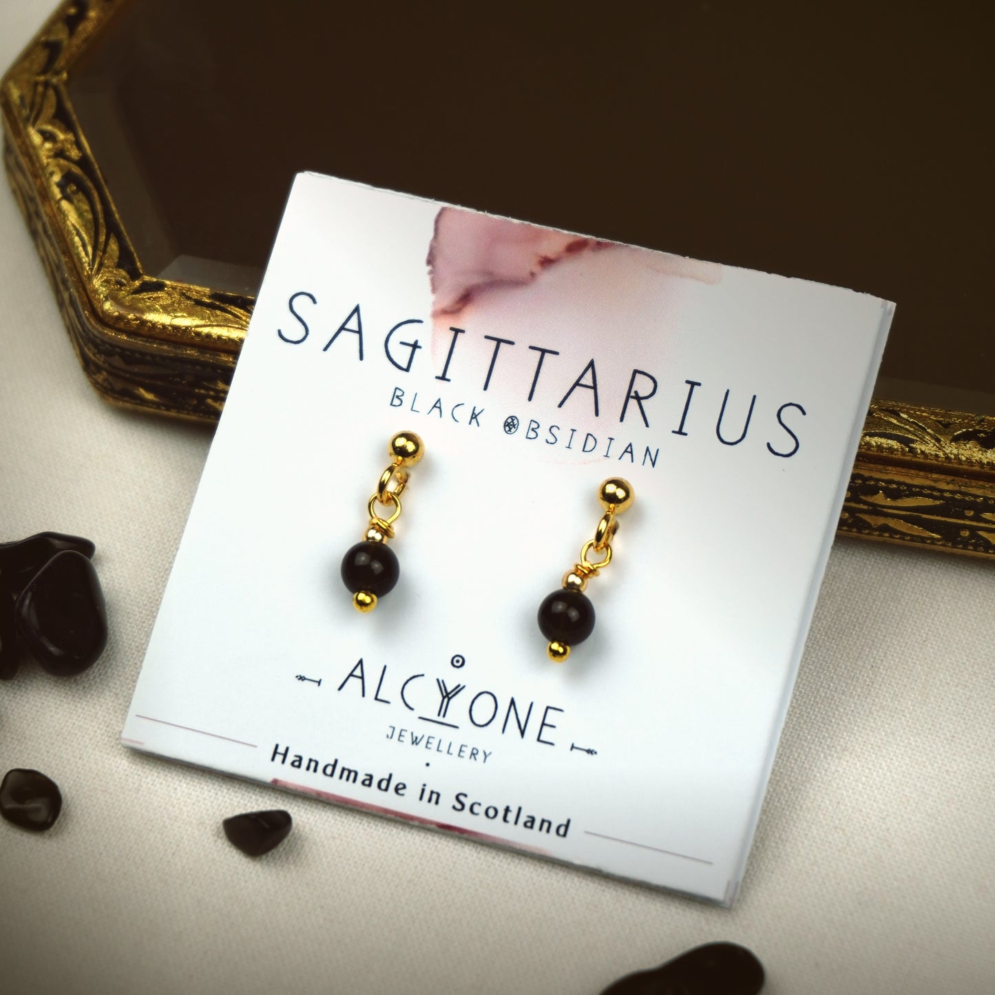 Earrings SAGITTARIUS Black Obsidian