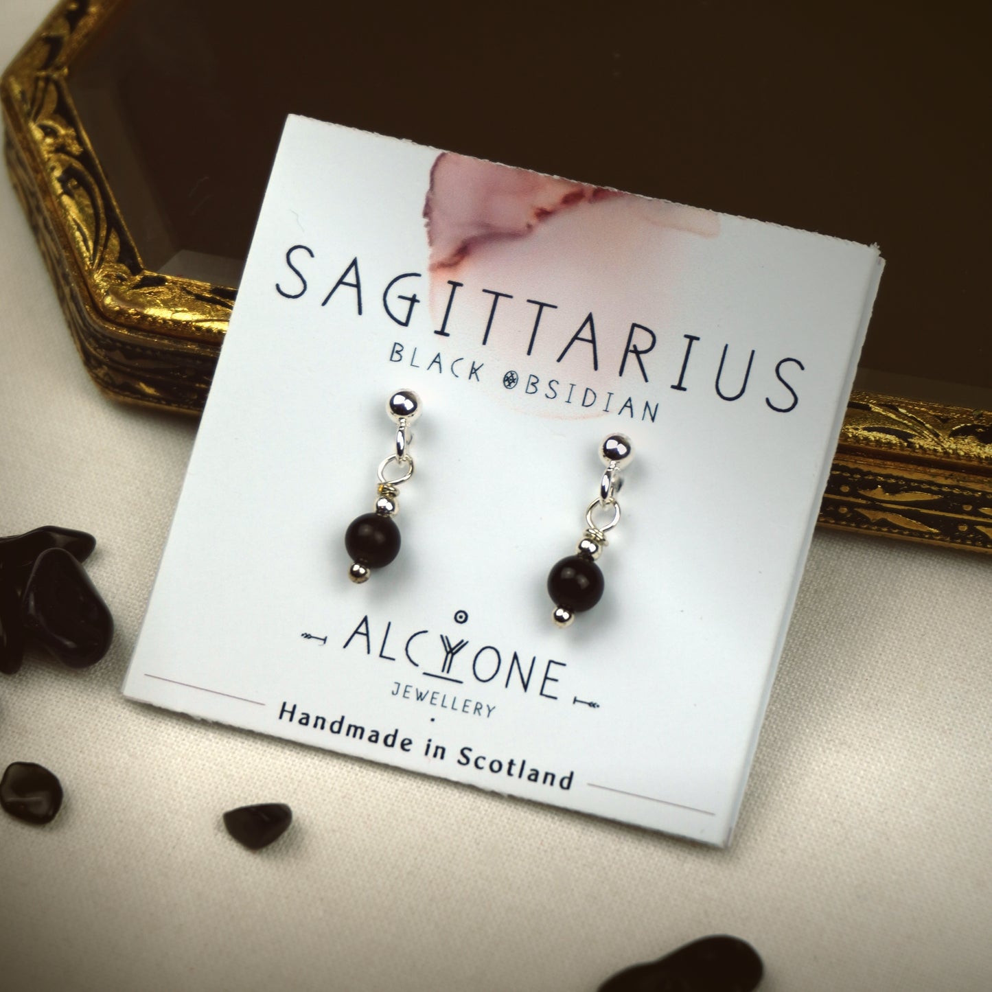 Earrings SAGITTARIUS Black Obsidian