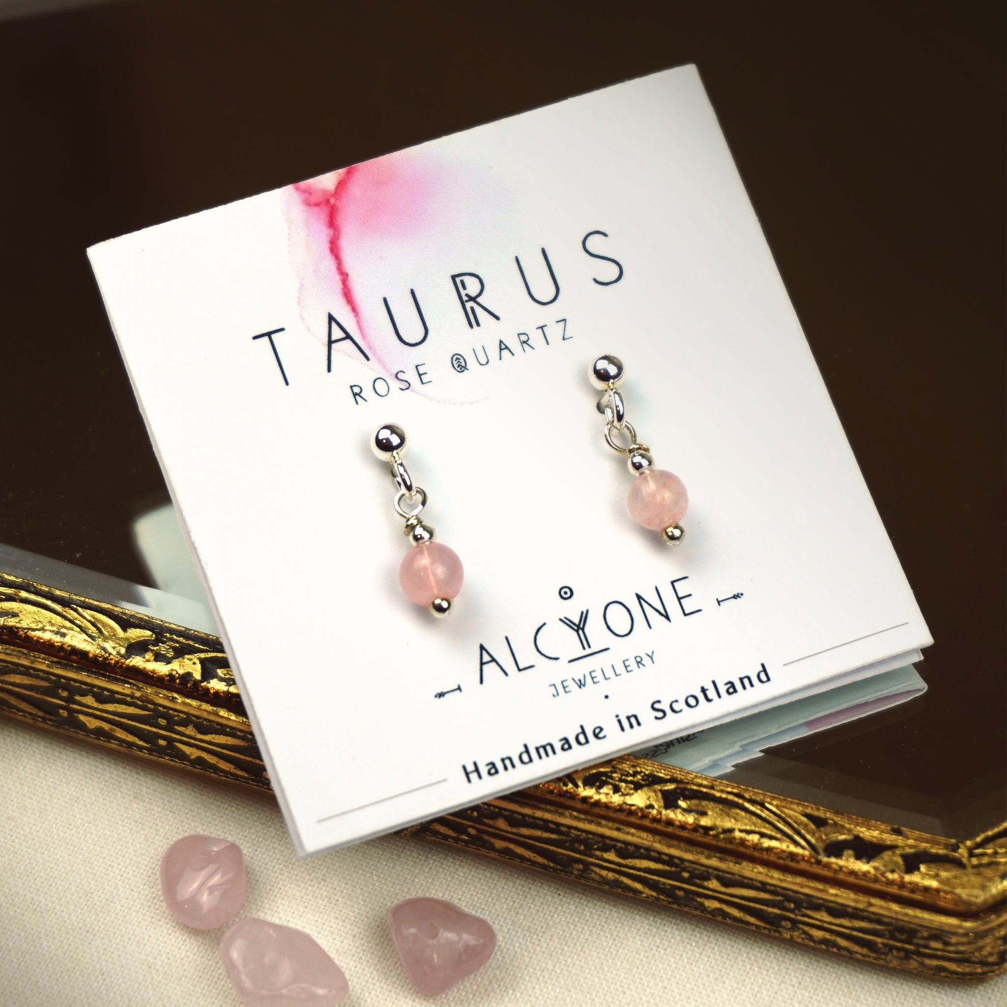 Earrings TAURUS Rose Quartz – Alcyone Jewellery