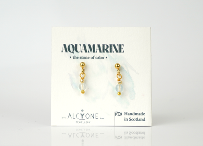Tiny Aquamarine Earrings | Dainty Crystal for Calm and Peace