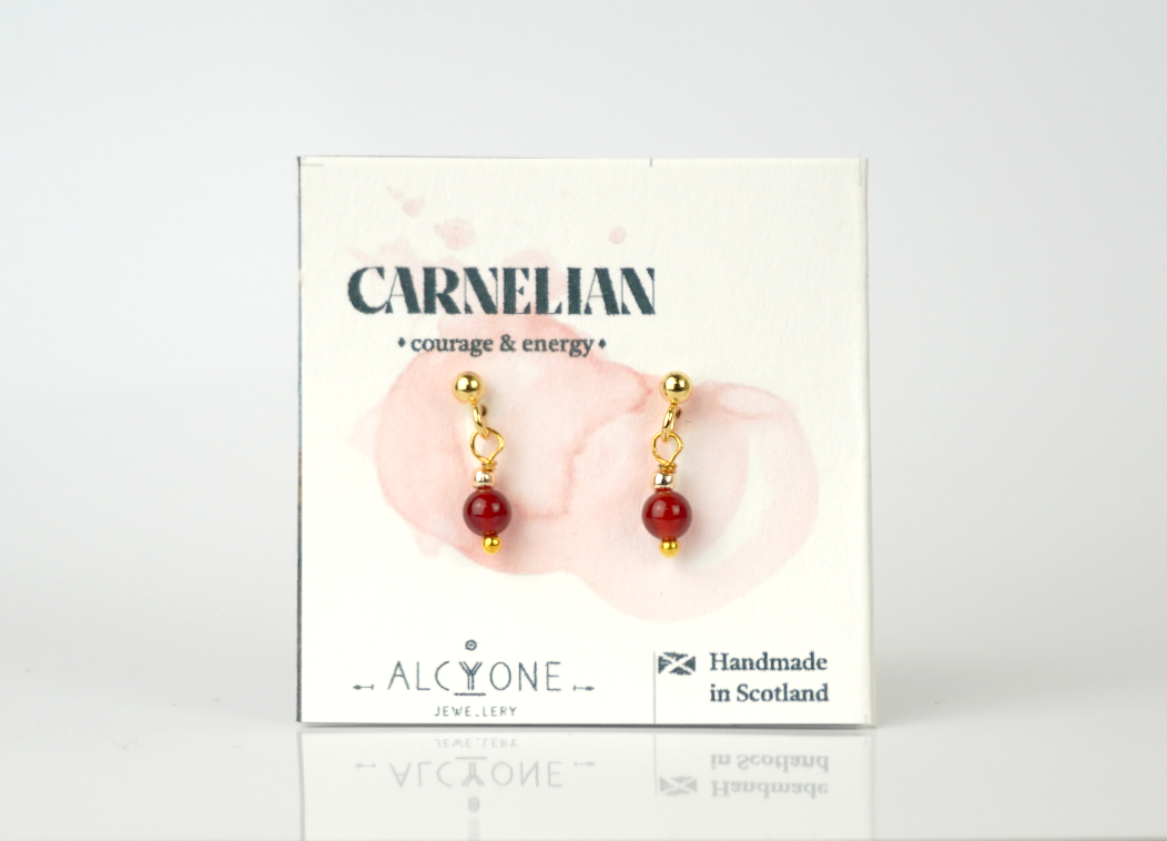 Tiny Carnelian Earrings | Dainty Crystal for Energy and Creativity