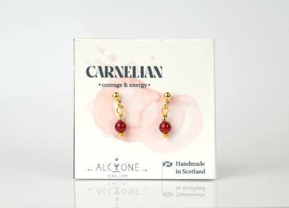 Tiny Carnelian Earrings | Dainty Crystal for Energy and Creativity
