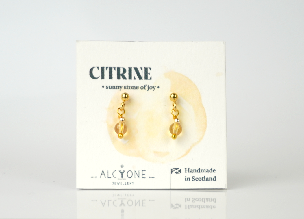 Tiny Citrine Earrings | Dainty Crystal for Joy & Abundance