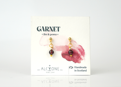 Tiny Garnet Earrings | Dainty Crystal for Passion & Strength