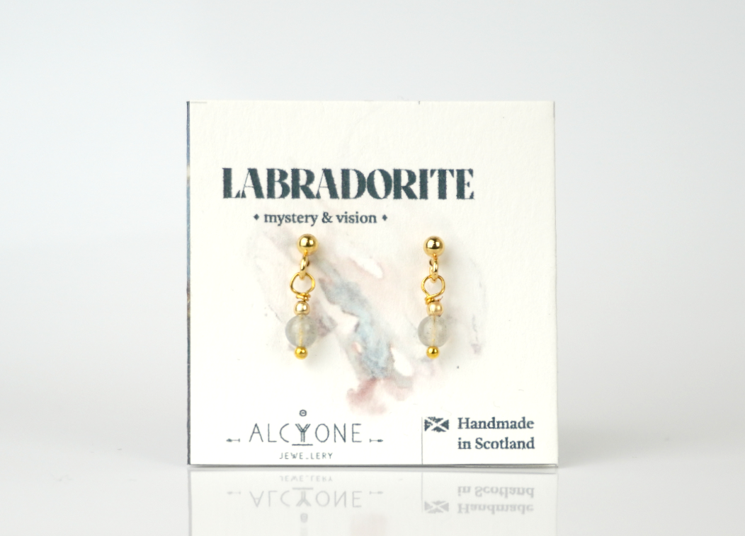Tiny Labradorite Earrings | Dainty Crystal for Magic and Intuition