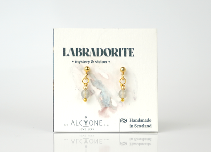 Tiny Labradorite Earrings | Dainty Crystal for Magic and Intuition