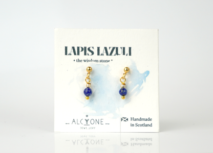 Tiny Lapis Lazuli Earrings | Dainty Crystal for Wisdom & Intuition