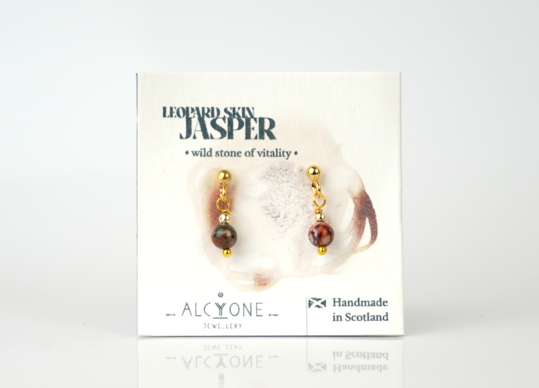 Tiny Leopard Skin Jasper Earrings | Crystal of Vitality & Confidence
