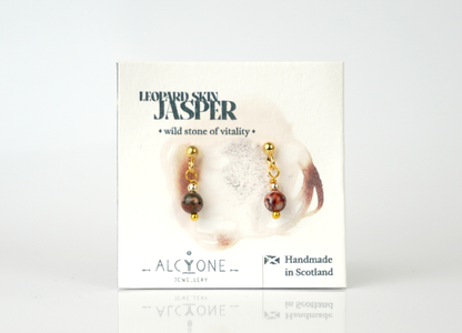 Tiny Leopard Skin Jasper Earrings | Crystal of Vitality & Confidence