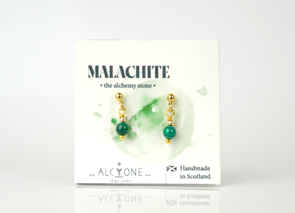 Tiny Malachite Earrings | Dainty Crystal for Transformation and Self Love