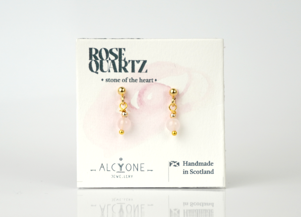Tiny Rose Quartz Earrings | Dainty Crystal for Love and Harmony