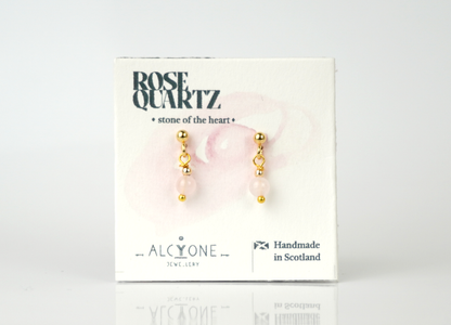 Tiny Rose Quartz Earrings | Dainty Crystal for Love and Harmony