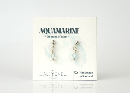 Tiny Aquamarine Earrings | Dainty Crystal for Calm and Peace