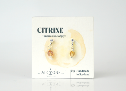 Tiny Citrine Earrings | Dainty Crystal for Joy & Abundance