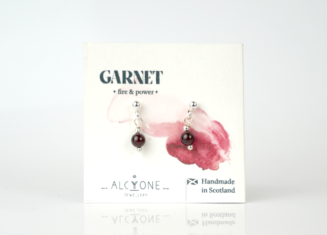 Tiny Garnet Earrings | Dainty Crystal for Passion & Strength