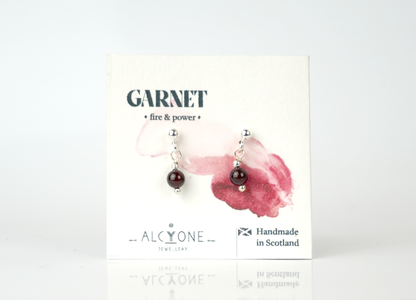 Tiny Garnet Earrings | Dainty Crystal for Passion & Strength