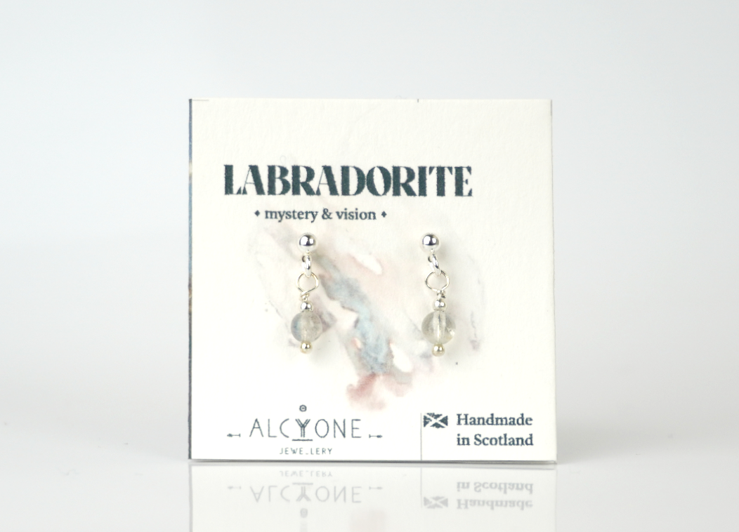 Tiny Labradorite Earrings | Dainty Crystal for Magic and Intuition
