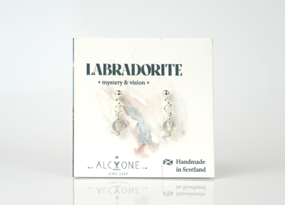 Tiny Labradorite Earrings | Dainty Crystal for Magic and Intuition