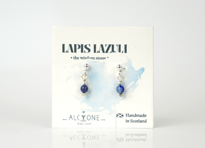 Tiny Lapis Lazuli Earrings | Dainty Crystal for Wisdom & Intuition