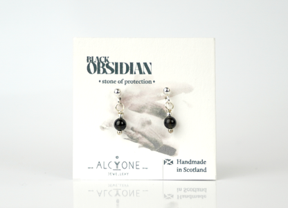 Tiny Black Obsidian Earrings | Dainty Crystal for Protection & Truth