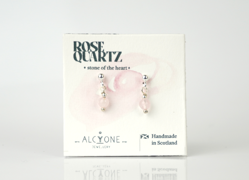 Tiny Rose Quartz Earrings | Dainty Crystal for Love and Harmony