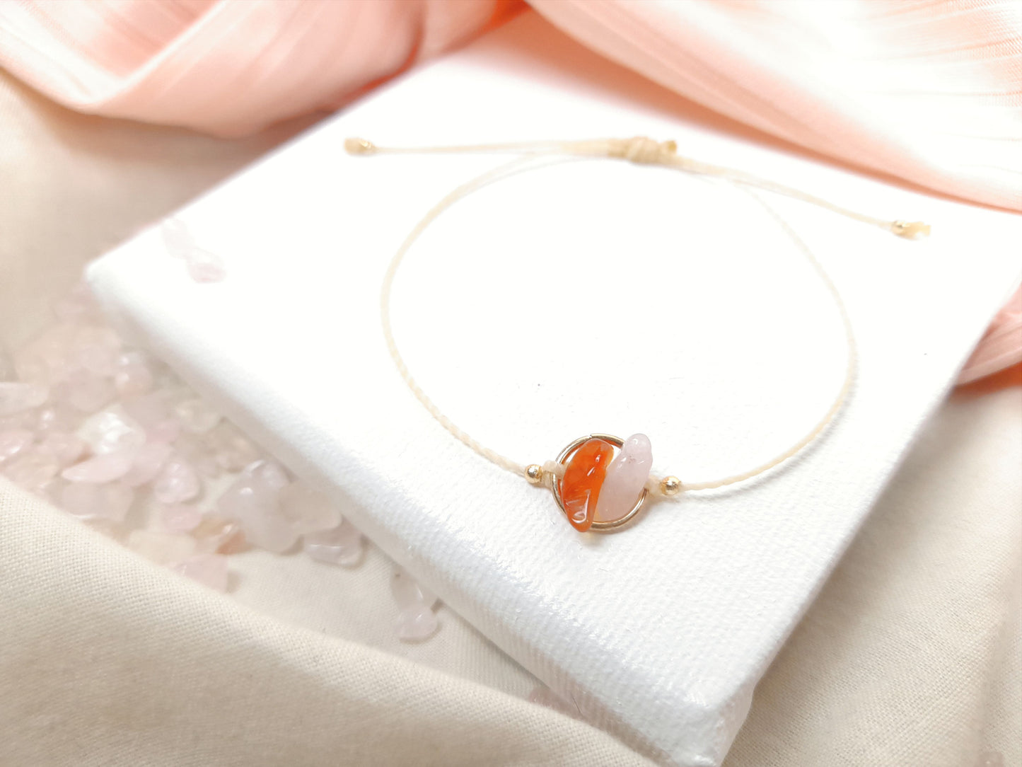 Love and Passion: Carnelian and Rose Quartz Bracelet