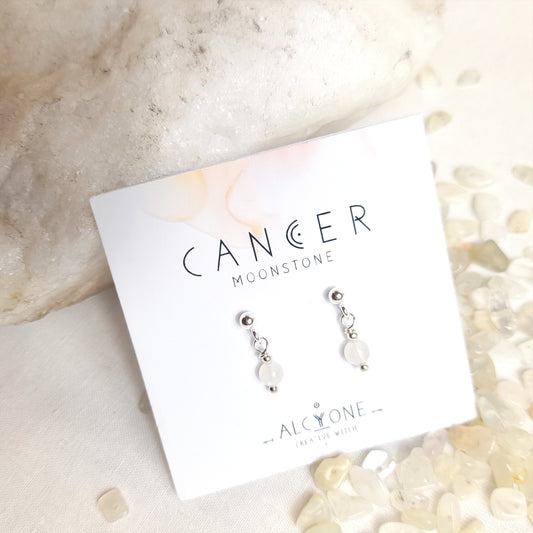 Earrings CANCER Moonstone