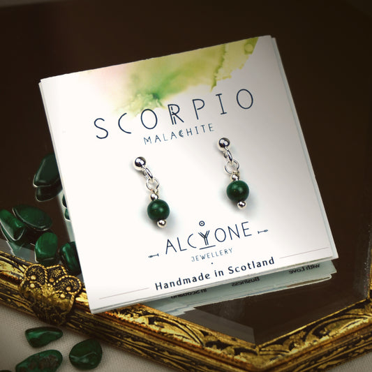Earrings SCORPIO Malachite