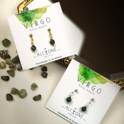 Earrings VIRGO Moss Agate