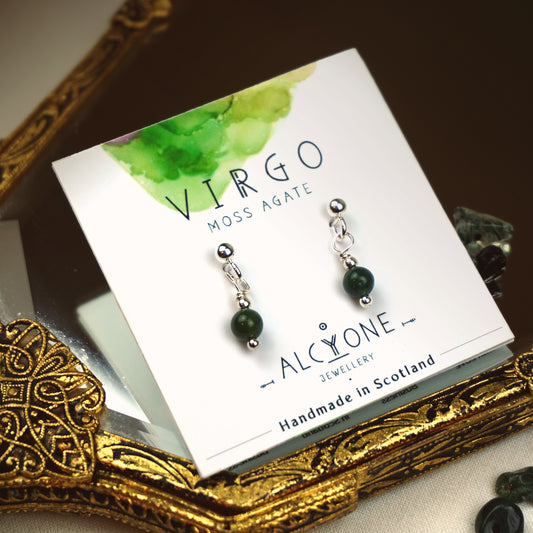 Earrings VIRGO Moss Agate