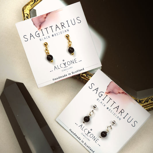 Earrings SAGITTARIUS Black Obsidian