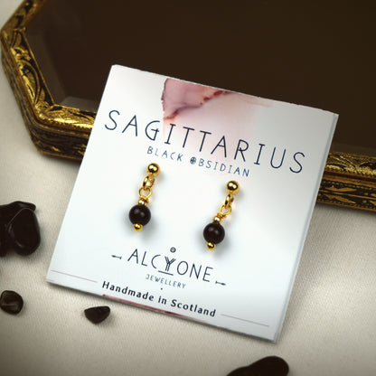 Earrings SAGITTARIUS Black Obsidian