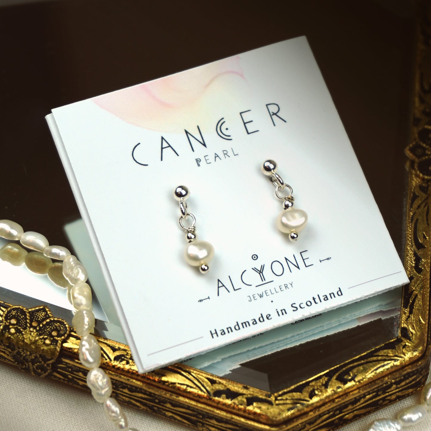 Earrings CANCER Pearl