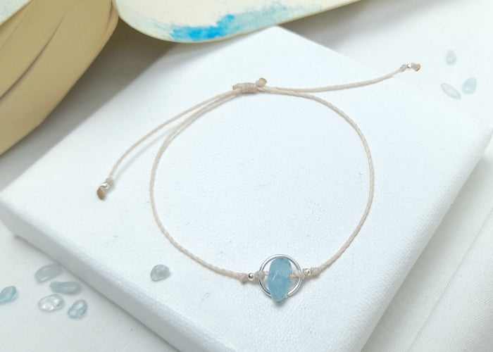 Aquamarine Silver Bangle - Filigree Gemstone Thin Bracelet Minimalistic Casual Dainty Natural selling Jewelry - March Birthstone Zodiac Sign Pisces